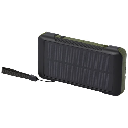 Batterie solaire à dynamo personnalisée ABS recyclé 10 000 mAh Vert militaire